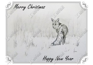 Kerstkaart Engels Fox